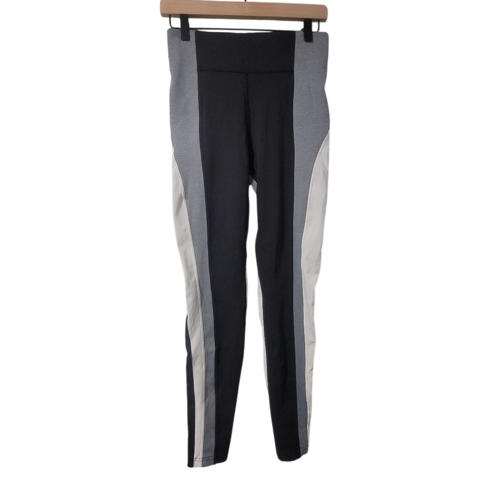 Athleta Crest Colorblock Tight High Rise Leggings Black Grey White‎ Small